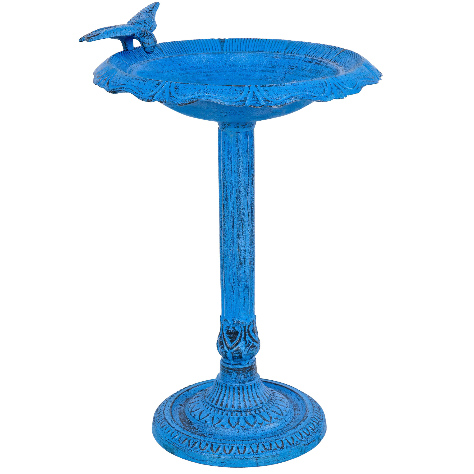 Sunnydaze Decor Garden Visitor Cast Aluminum Bird Bath — 22.75in., Blue Patina, Model# NOB-7891